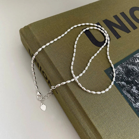 Luckacco S925 Sterling Silver Necklace Simple Beads Choker Shiny Delicate Collarbone Chain For Girl Wedding Gift Fine Jewelry