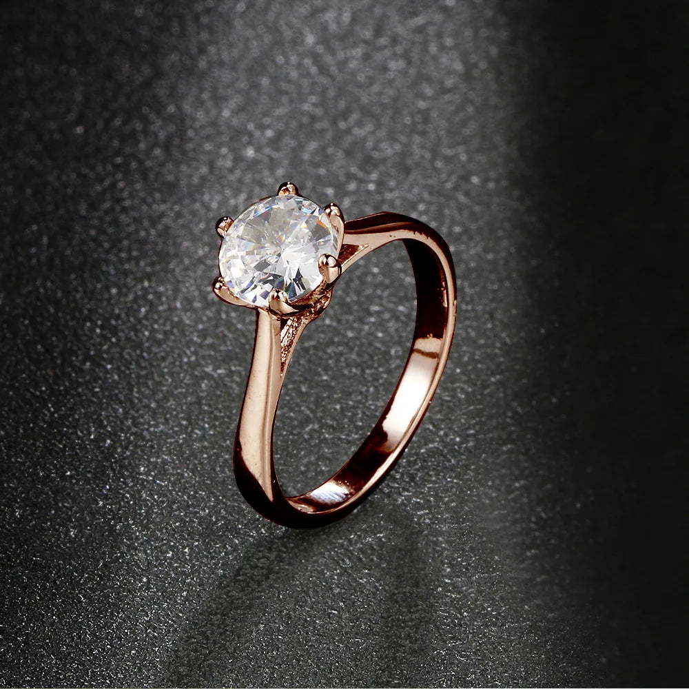 luckacco classic wedding rings for women forever simple six claws zirconia fashion solitaire engagement marriage gift ring jewelry kcr033