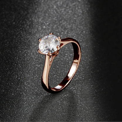 Luckacco Classic Wedding Rings For Women Forever Simple Six Claws Zirconia Fashion Solitaire Engagement Marriage Gift Ring Jewelry KCR033