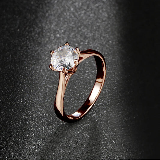 Luckacco Classic Wedding Rings For Women Forever Simple Six Claws Zirconia Fashion Solitaire Engagement Marriage Gift Ring Jewelry KCR033