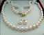 42CM 14KGP Clasp 8-9MM AAA+ White Akoya Cultured Pearl Necklace Earring