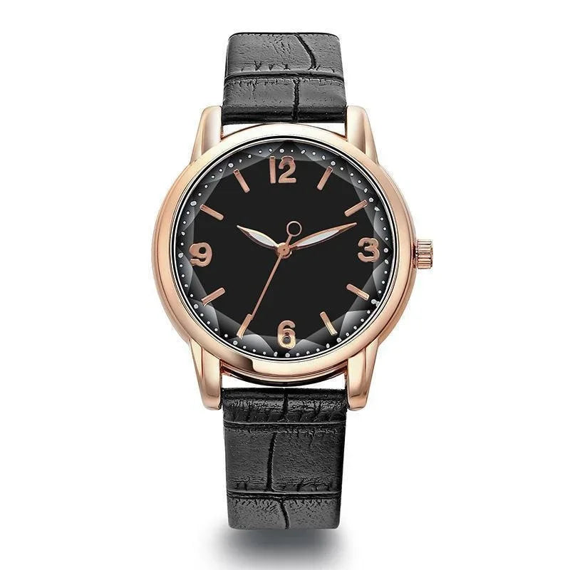luckacco leather strap ladies quartz  watch polygon glass luxury women wristwatches clocks dial quartz creative fashion watch reloj часы