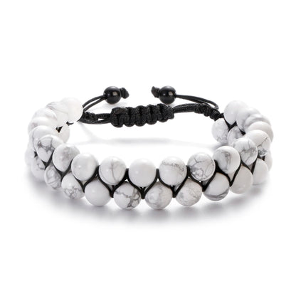 Luckacco Fashion Men Tiger Eye Natutal Stone Beaded Braided Bracelet Bangles Handmade Double Layer Lapis Lazuli Bracelets Hommes
