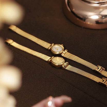 Luckacco High Quality Women Watches 2025 Vintage Luxury Jewelry Wheat Bracelet Quartz Ladies Watch Small Dial Elegant Watch For Women