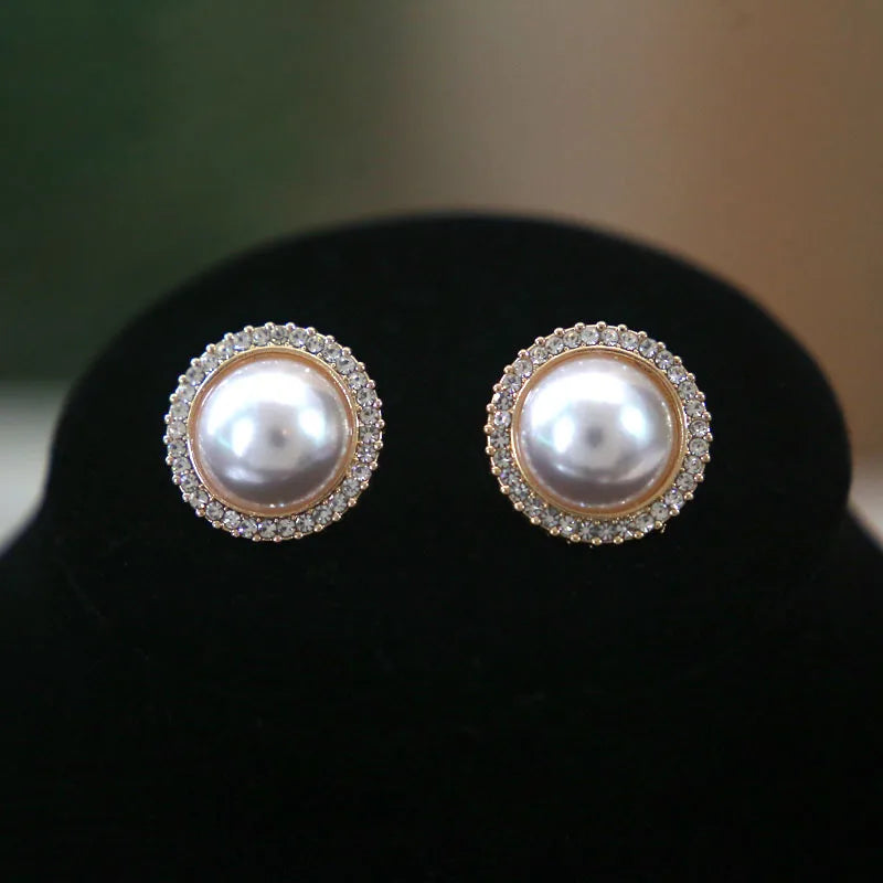 luckacco women elegant pearl double layers necklace earrings exquisite vintage classic chains for lady party wedding retro jewelry choker