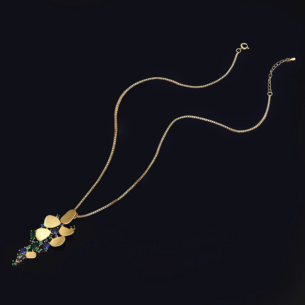 luckacco dubai saudi arabia trendy gold plated pendant 4pcs necklace set fashion women cubic zirconia jewelry sets bridal accessories