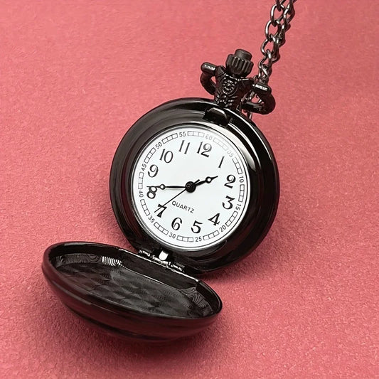 Luckacco Elegant Fashion Heart-Shaped Pocket Watch Necklace with Alloy Case, Pink Floral Design & Quartz Movement - Women's Jewelry