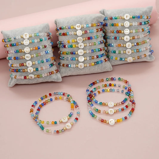 Luckacco Go2Boho Crystal Shell Letter A-Z Bracelets for Women Boho Summer Beach Lucky Fashion Trend Jewelry Accessories Surprise Gifts