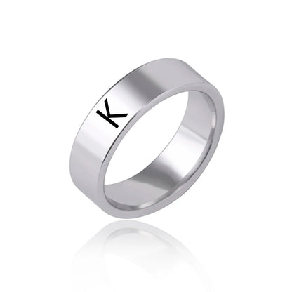Luckacco Fashion 26 English Initial Letter Ring Stainless Steel Engraved Name Rings For Women Birthday Gifts