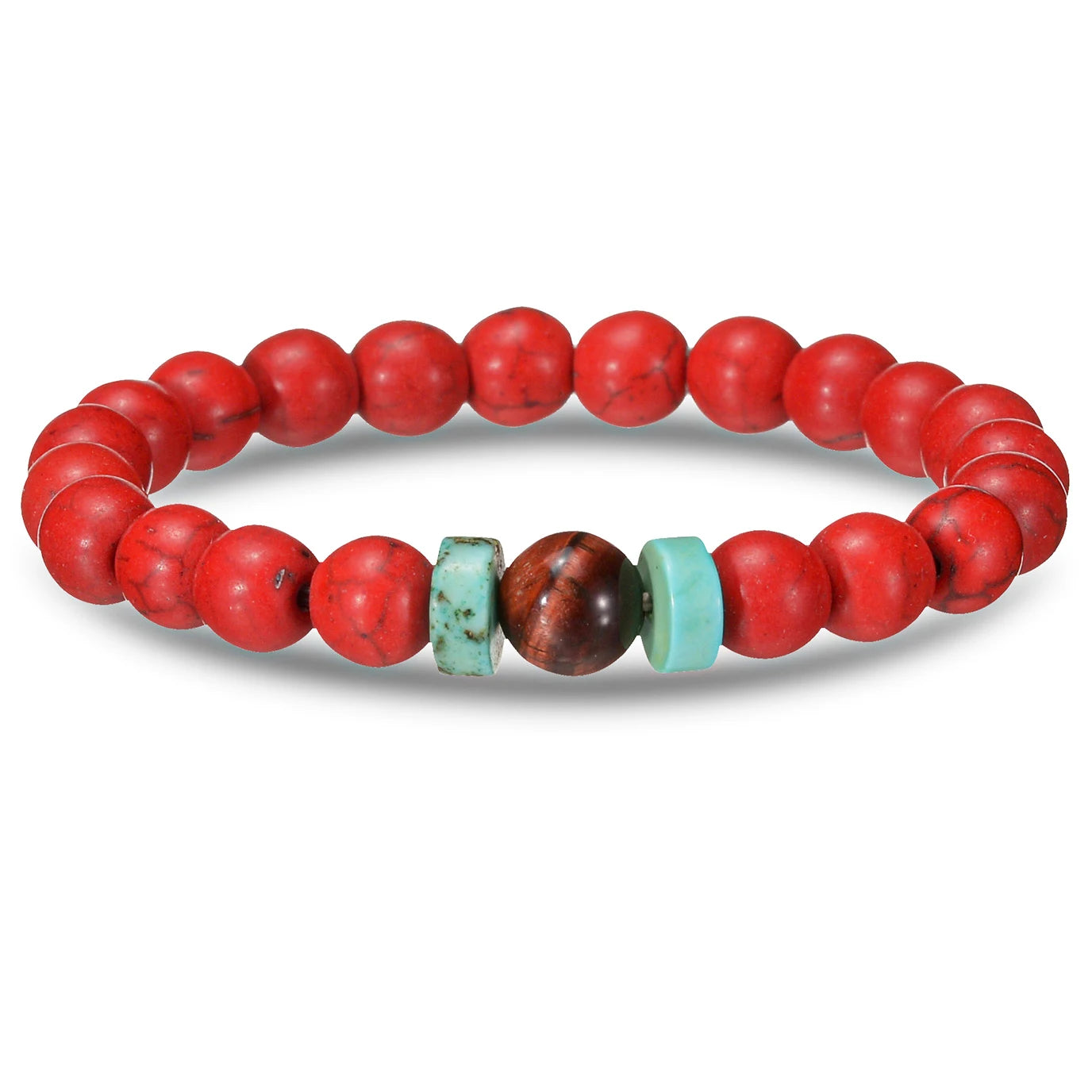 luckacco brown beaded bracelet natural stone lava tiger eye black red matte healing beads bangle stretch charm yoga for women men jewelry