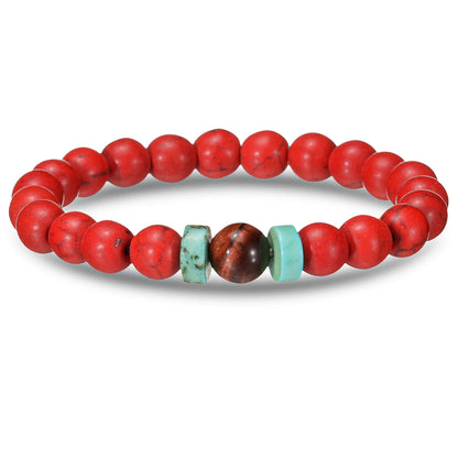 Luckacco Brown Beaded Bracelet Natural Stone Lava Tiger Eye Black Red Matte Healing Beads Bangle Stretch Charm Yoga For Women Men Jewelry