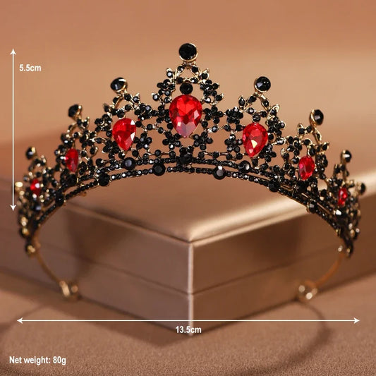 Luckacco Bridal Headwear Black-Colour Women's Ballroom Crown Baroque Crystal Tiaras And Crowns Bridal Wedding Hair Accessories Jewelry