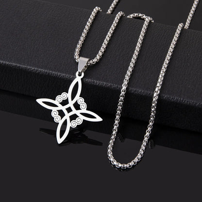 Luckacco YILUOCD Magic Witch Knot Zirconia Pendant Necklace Witchcraft  Good Luck Amulet Wicca Protection Jewelry For Women