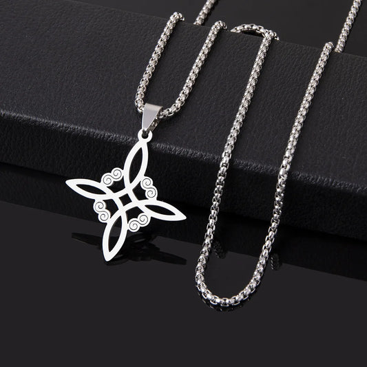 Luckacco YILUOCD Magic Witch Knot Zirconia Pendant Necklace Witchcraft  Good Luck Amulet Wicca Protection Jewelry For Women