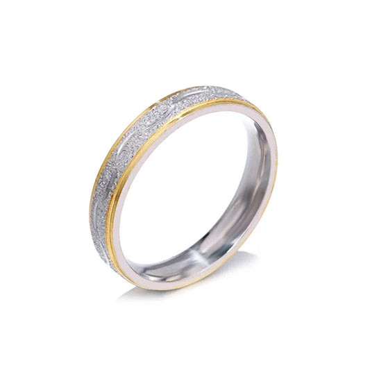 Luckacco 4mm Couple Lover Engagement Rings for Women Men Stainless Steel Ring with Zircon Korean Style Jewelry for Wedding WC033