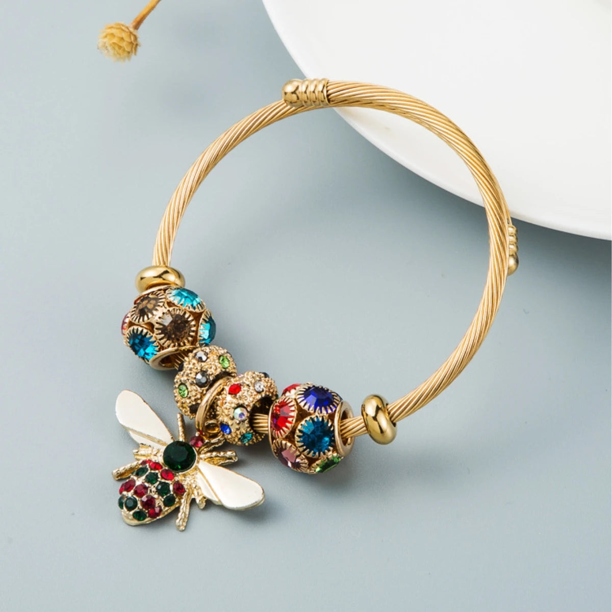 luckacco fashion multi element stainless steel circle panjiadora beaded love bracelet suitable for women's dating, daily holiday gifts