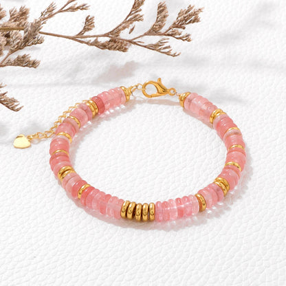 Luckacco 2024 New Lapis Lazuli Stone Bracelet Rondelle Flat Spacer Bead Bangle Wristband Party Christmas Jewelry Gift For Women Friend