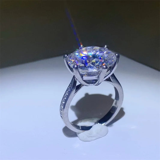 Luckacco Certificate 5/10Ct D Color Moissanite Diamond Ring 925 Sterling Silver Party Wedding Band Rings for Women Engagement Jewelry