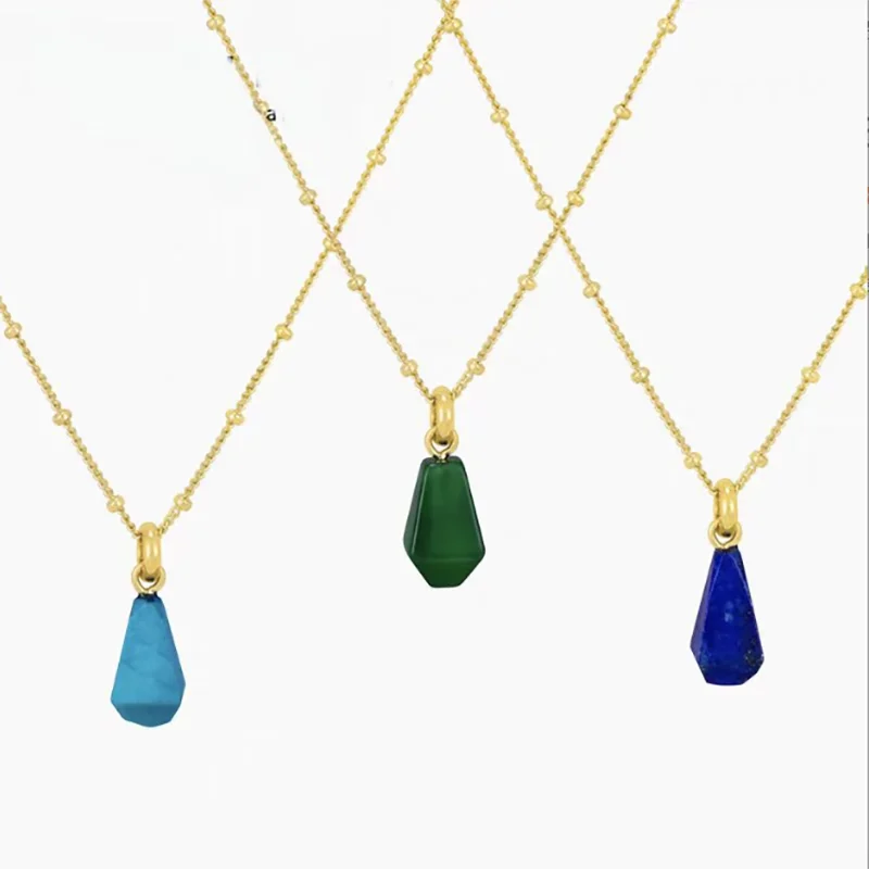 luckacco natural stone jewelry women beaded necklace stylish collarbone chain natural lapis lazuli necklace