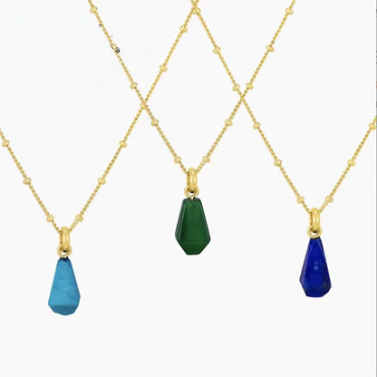 Luckacco Natural Stone Jewelry Women Beaded Necklace Stylish Collarbone Chain Natural Lapis Lazuli Necklace