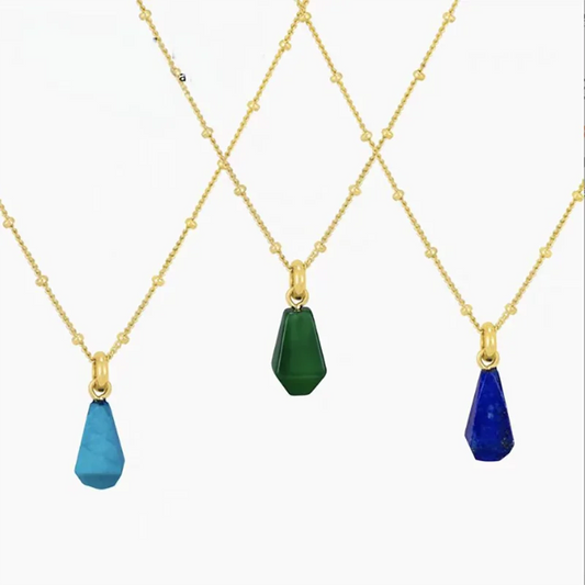 Luckacco Natural Stone Jewelry Women Beaded Necklace Stylish Collarbone Chain Natural Lapis Lazuli Necklace