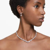 Luckacco Full Zircon V Shape Neckalce Earrings Set High Quality Jewelry Fashion Show Bling Crystal Bridal Jewelry Set Bridal Wedding Gift