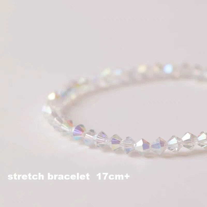 Simple Shiny Transparent White Crystal Bracelet For Women Refracted Colorful Light Stretch Bracelet 2022 Jewelry Party Gift