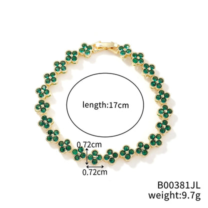 Luckacco Classic Fashion Colored Crystal Flower Lucky Bracelet Women Personalized New Stainless Steel Bracelet Party Jewelry Accessories