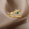 Luckacco Silver Plated Evil Eye Rings for Women Stainless Steel Turkish Zircon Demon Eye Couple Ring Vintage Emo Jewelry Anillos Mujer
