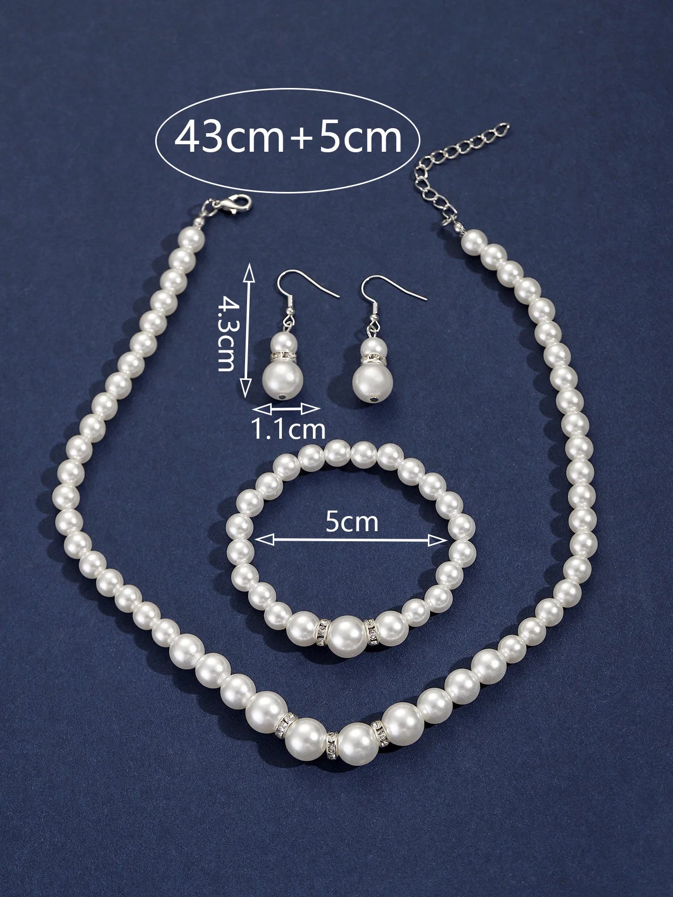 luckacco picks 4 pcs women's pearl jewelry set fashion simulated pearls versatile earrings necklaces bracelets jewelry set gift