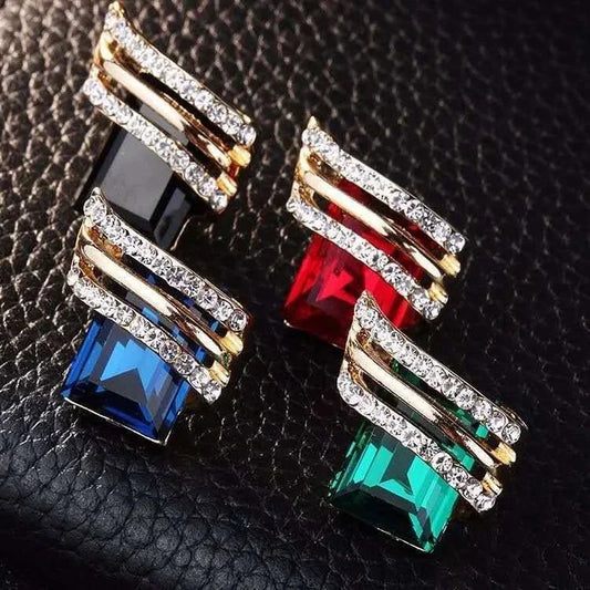 Luckacco Fashion Gold-plated Zircon Earrings Crystal Earrings Engagement Earrings for women Princess Jewelry Birthday Anniversary Gifts