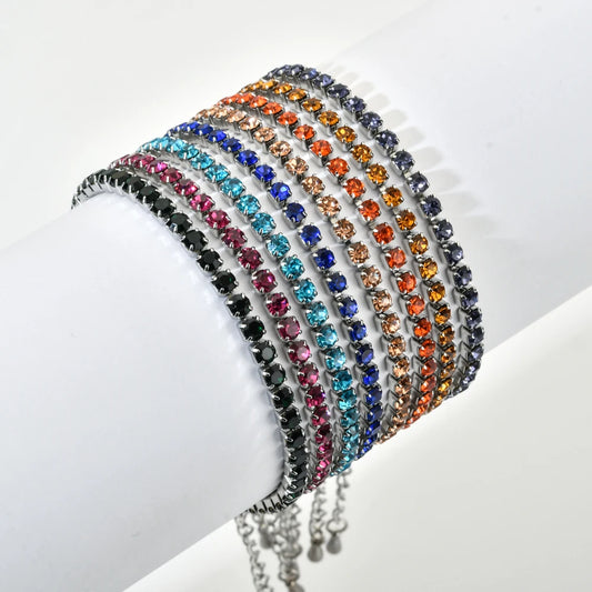 Luckacco shop's pick 3mm Micro Pave Zircon Tennis Bracelet for Women New Men Bracelet Homme Stainless Steel Jewelry Accessories