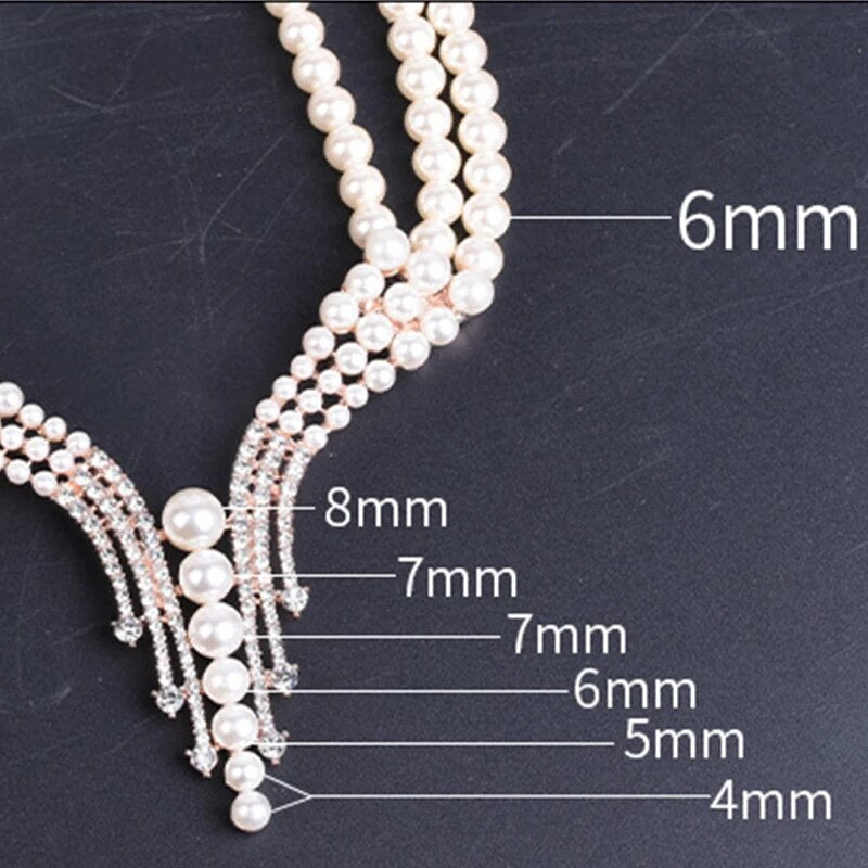 Luxury Fashion Crystal Micro Pave Setting 3 Layer Pearl Chains Necklaces for Women Wedding Party Accessories Jewellery