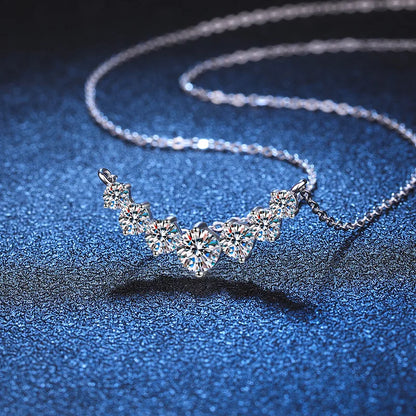 Luckacco Moissanite Necklace for Woman Wedding Fine Jewely with Certificates 925 Sterling Sliver Plated 18k White Gold Necklace