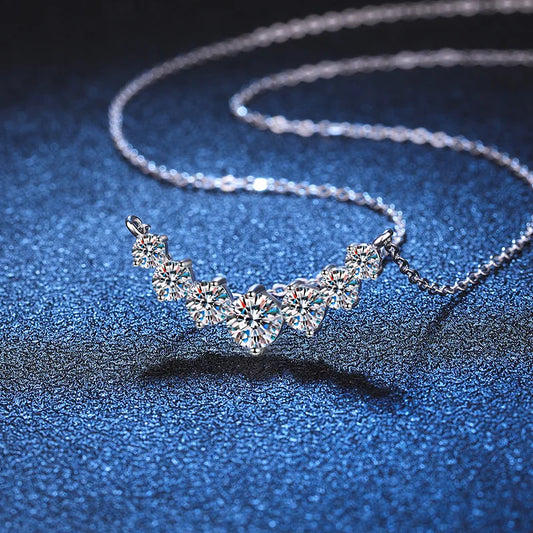 Luckacco Moissanite Necklace for Woman Wedding Fine Jewely with Certificates 925 Sterling Sliver Plated 18k White Gold Necklace