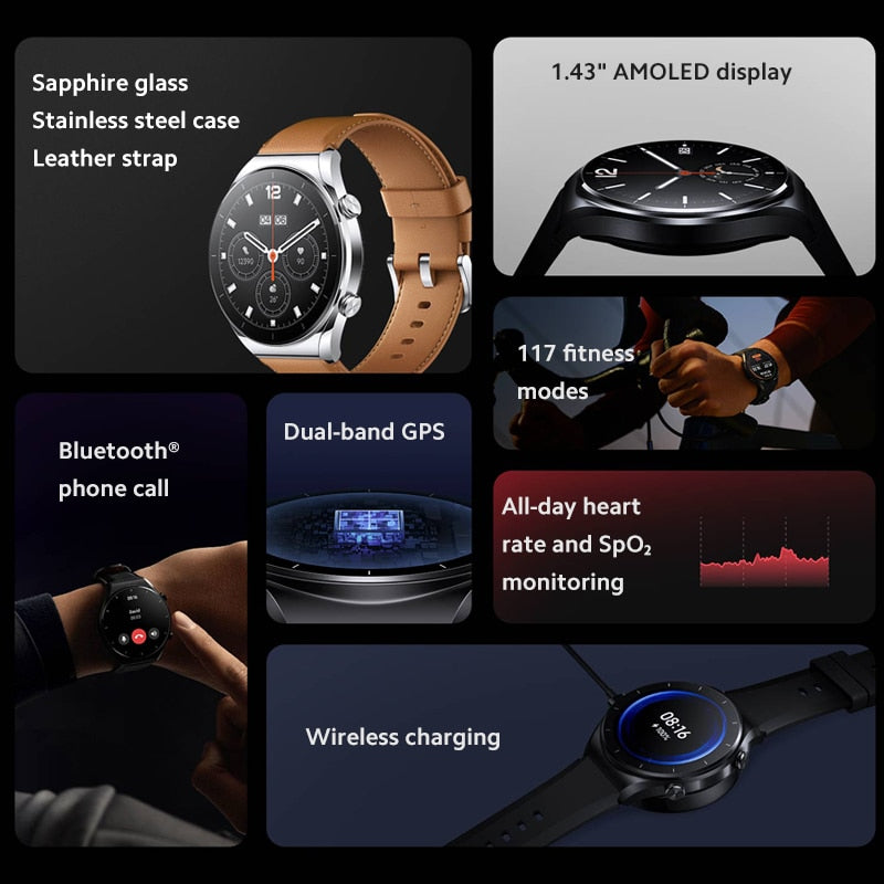 Global Version Xiaomi Watch S1 GPS Smartwatch 1.43" AMOLED Sapphire Display Blood Oxygen Wireless Charging 5ATM Waterproof Watch - luckacco