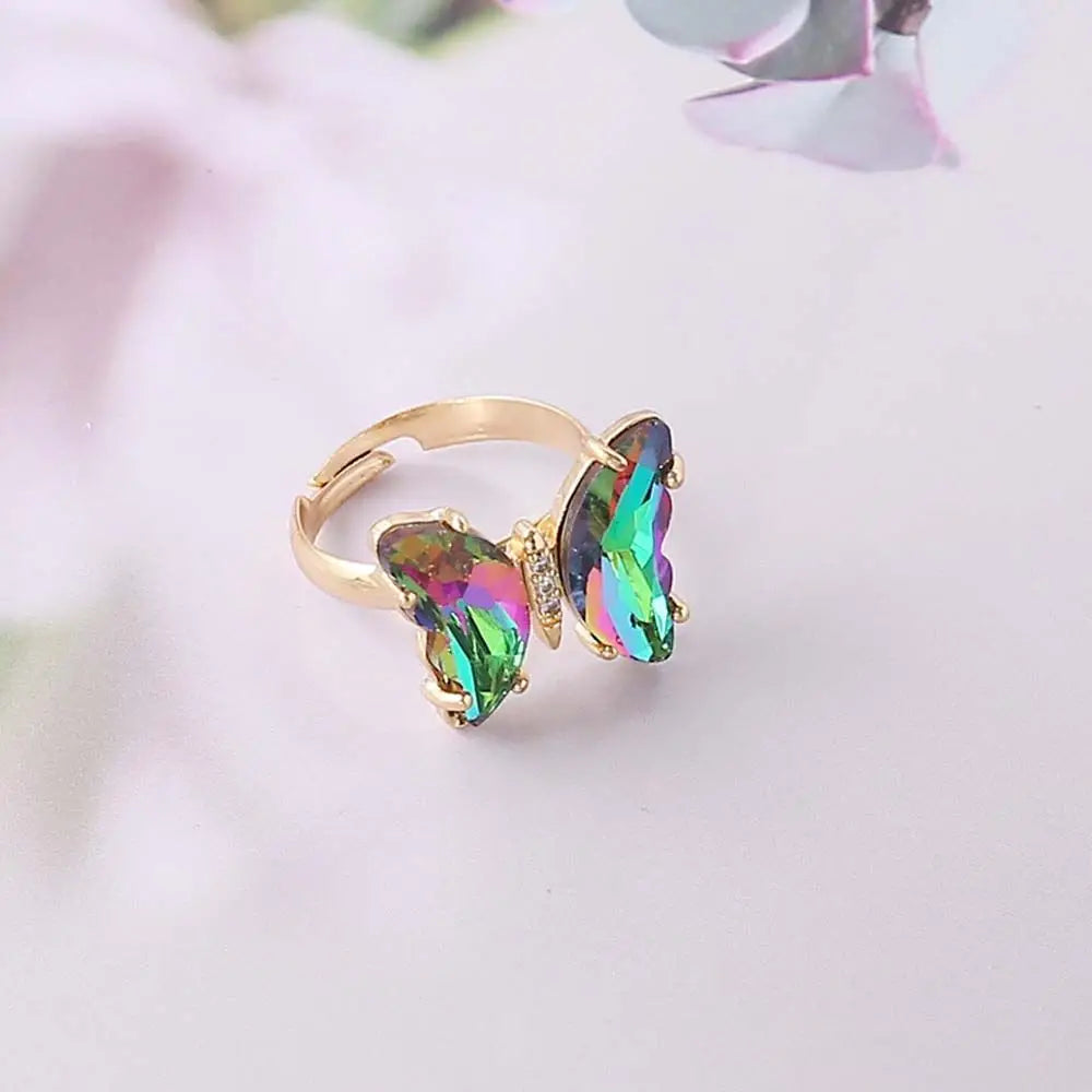 luckacco fashion pink bowknot finger ring exquisite sweet bow-tie ring bowknot adjustable bowknot opening ring weeding