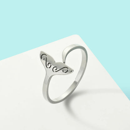 Luckacco Kinitial Stainless Steel Sea Whale Mermaid Fish Tail Knuckle Ring Dainty Jewelry Boho Romantic Anniversary Gift