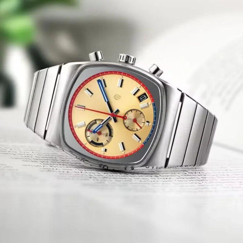 luckacco ciloa man high quality quartz watches for men retro automatic movement steeldive male stainless steel waterproof watch men's