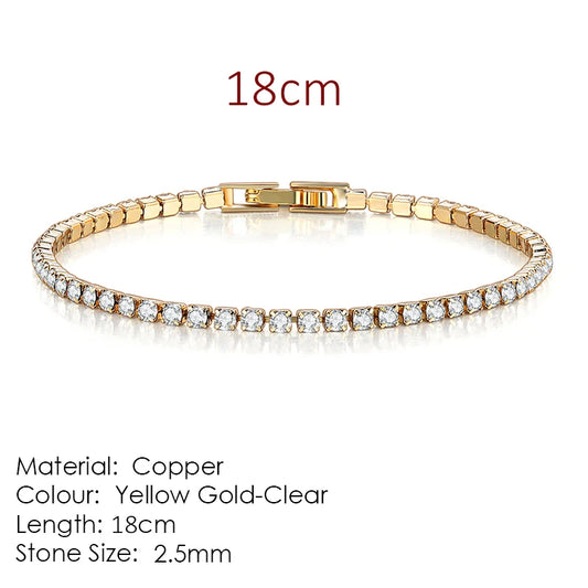 Luckacco Fashion Multicolor Tennis Bracelet for Women 2.5/3/4/5mm Zirconia Charm Designer Tennis Chain Men Bracelet Wedding Jewelry KC128
