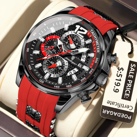 Luckacco POEDAGAR Luxury Military Men Watch Calendar Chronograph Waterproof Luminous Man Wristwatch Fashion Silicone Quartz Men's Watches