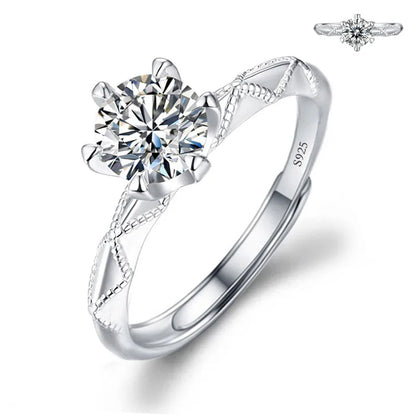 Luckacco Never Fade Luxury Classic 18K White Gold Color Ring Solitaire 2 Carat Zirconia Diamant Wedding Band Women Jewelry Accessories
