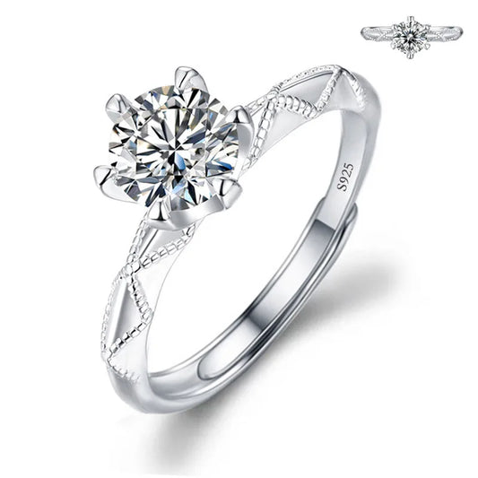 Luckacco Never Fade Luxury Classic 18K White Gold Color Ring Solitaire 2 Carat Zirconia Diamant Wedding Band Women Jewelry Accessories