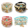 Luckacco 6Pcs/set Bohemian Evil Eye Bracelet Set For Women Fatima Hand Heart Charm Beaded Rope Chain Bangle Female Jewelry Gift