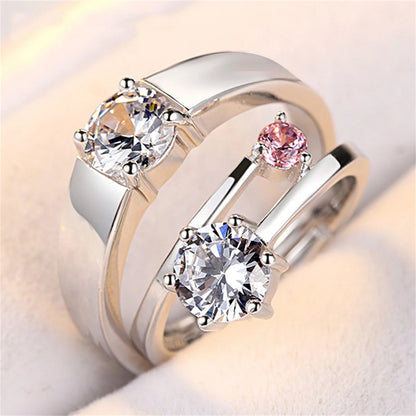 Luckacco 2Pcs Silver Color Luxury Zircon Crown Cross Couple Rings For Lovers Forever Endless Love Wedding Bands Ring Valentines Day Gifts