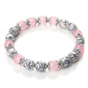 Luckacco 8mm White Howlite Stone Women Bracelet Metal Spacer Charm Natural Agates Pink Rose Quartz Beads Bracelets for Men Jewelry Gifts