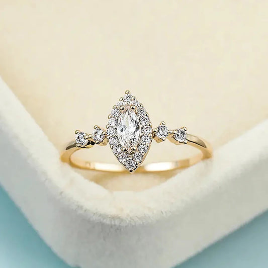 Luckacco daily picks Fashion Luxury Marquise Cubic Zirconia Rings for Women Engagement Wedding Accessories Gold Color Jewelry Drop Shipping