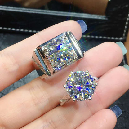Luckacco Handmade Male 5ct Lab Moissanite Diamond Ring 925 sterling silver Engagement Wedding band Rings for Men Party Gift