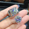 Luckacco Handmade Male 5ct Lab Moissanite Diamond Ring 925 sterling silver Engagement Wedding band Rings for Men Party Gift