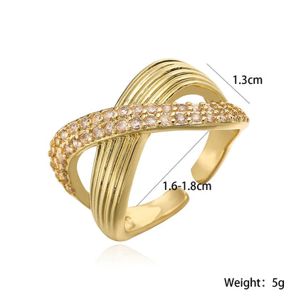 Luckacco 31styles Luxury AAA Cubic Zirconia Inlay Copper Wedding Jewelry Gold Color Statement Geometric Rings For Elegant Women